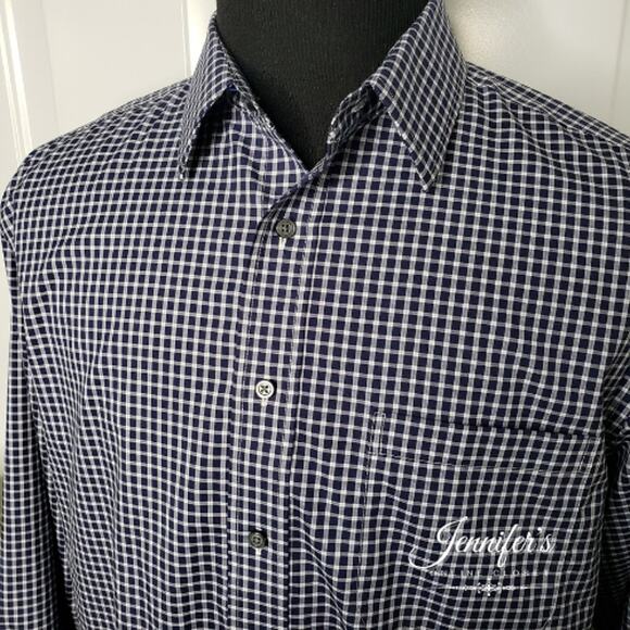 3/$25 Jos. A. Bank Men's Blue White Check Casual Shirt Size Large - Picture 4 of 10